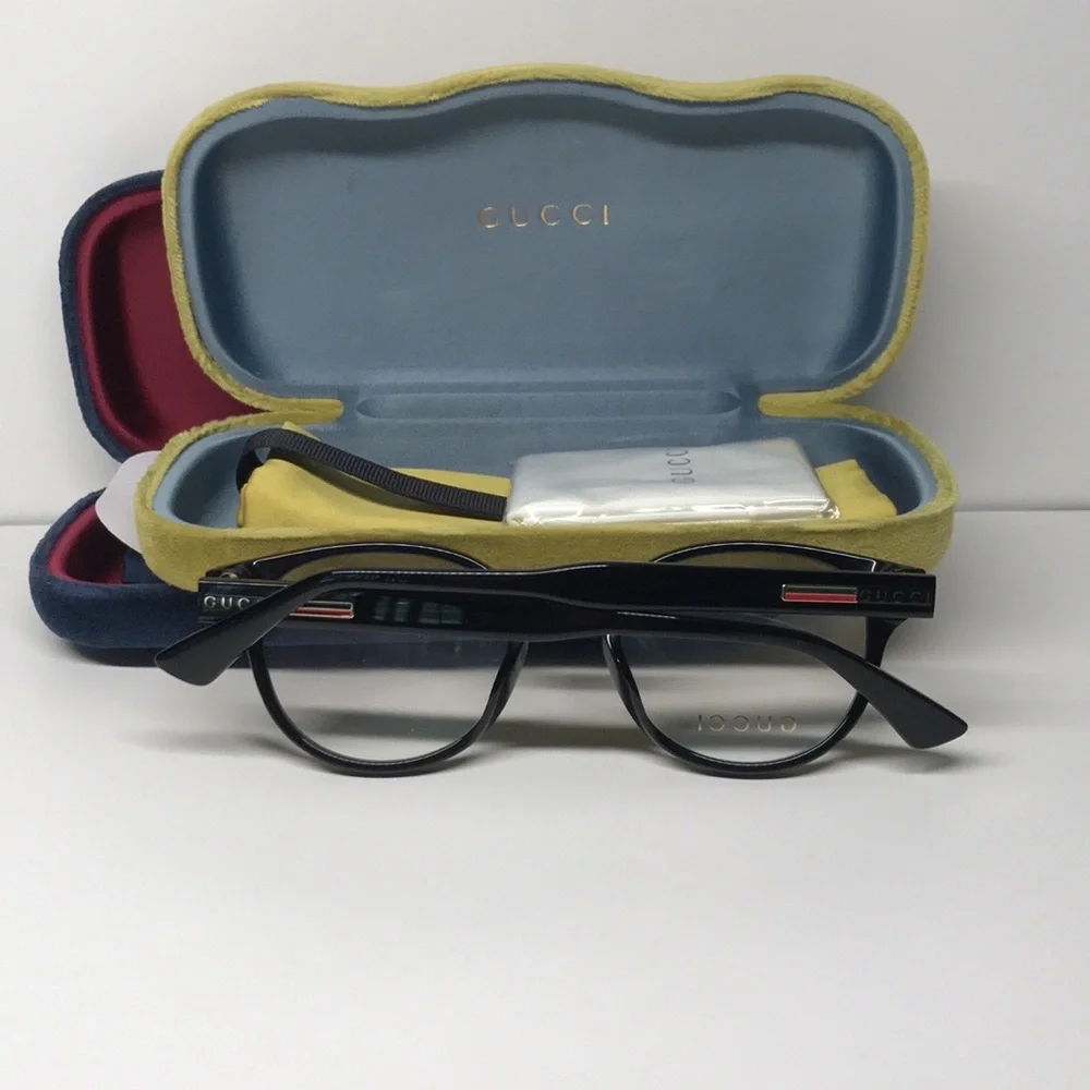 New Authentic Gucci GG0827O 001 Black Eyeglasses with Case